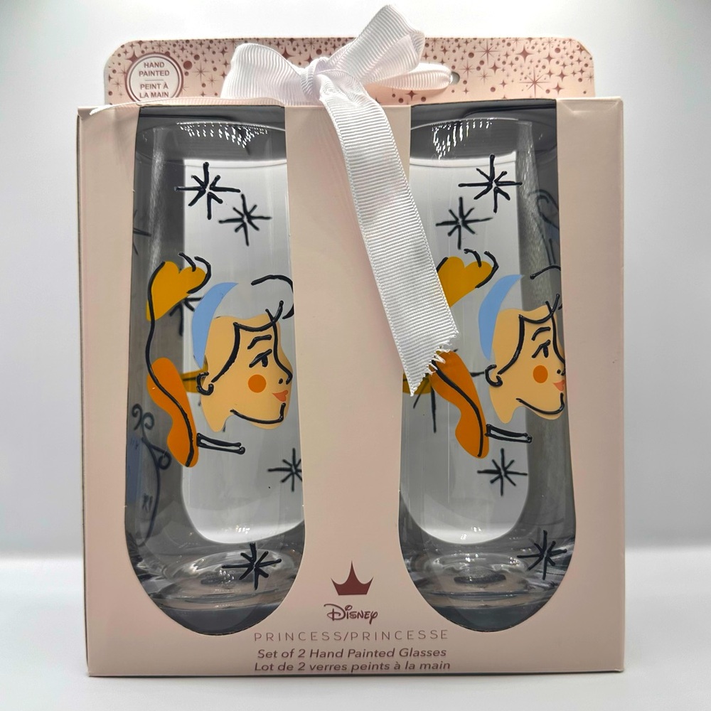 Disney Princess Cinderella 2 Pack Hand Painted Glass Set